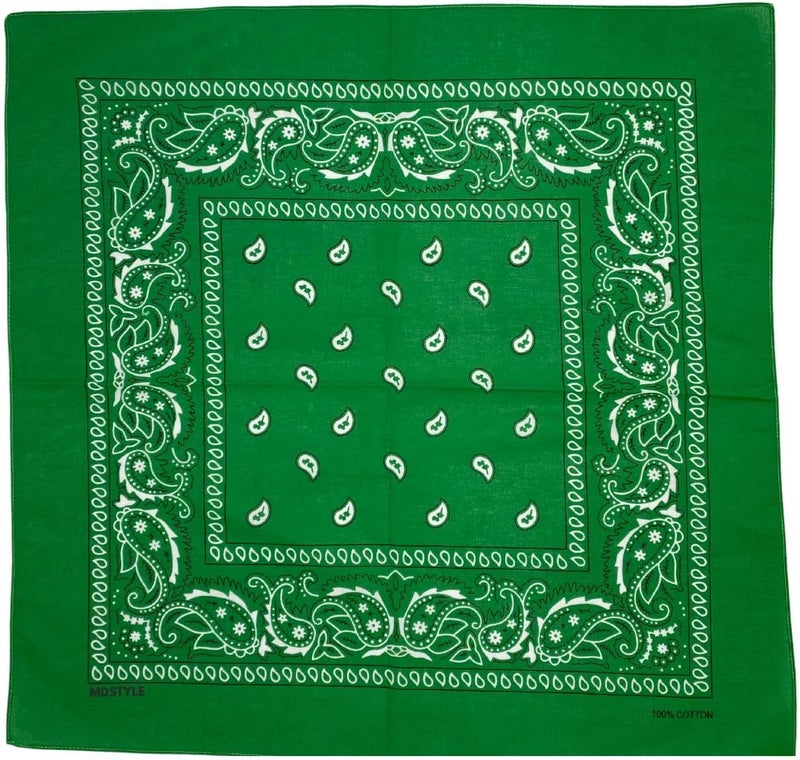 MD Style 100% Cotton Bandana for Men & Women 22" x 22" Paisley Pattern Handkerchief Headband Scarf - Image 3
